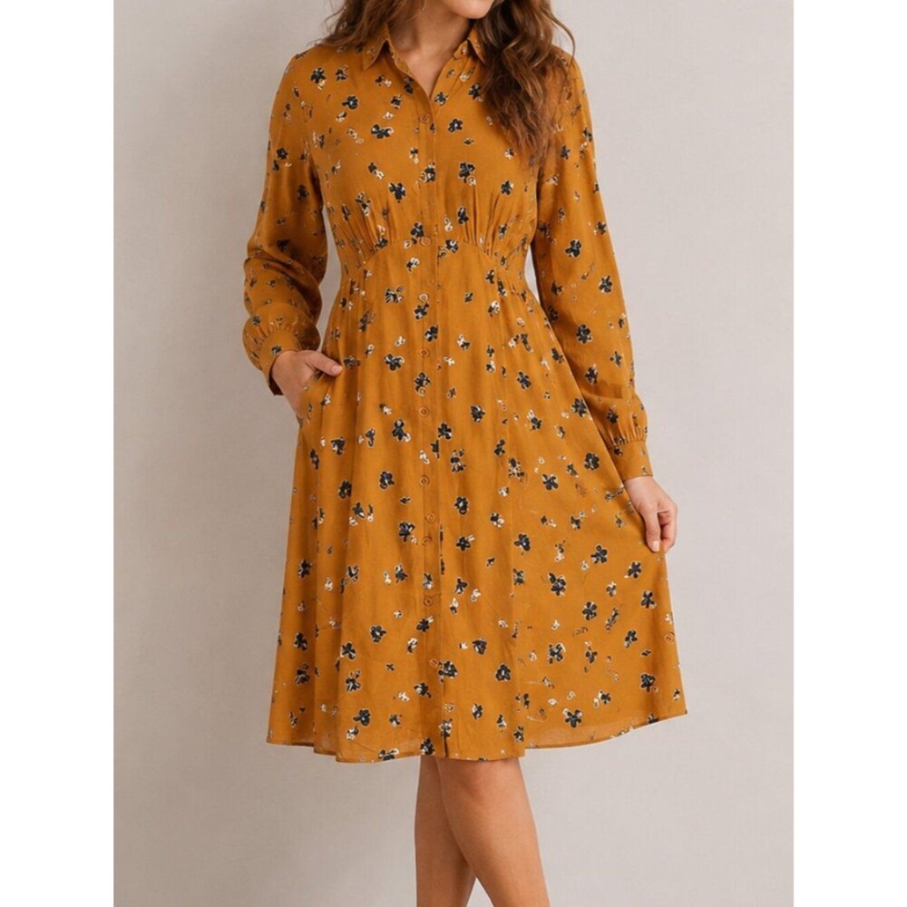 Uniqlo Floral Button Front Shirt Dress